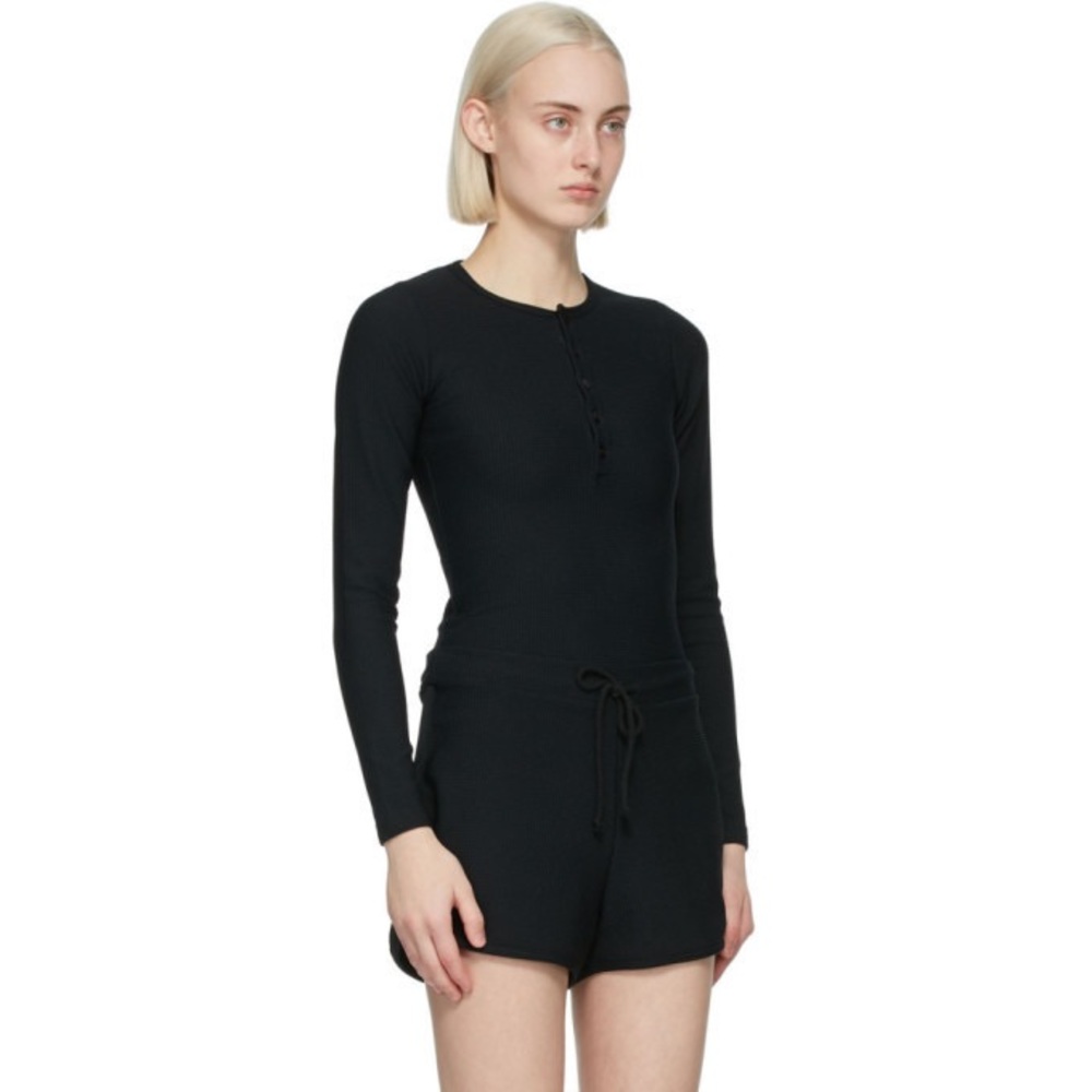 Gil Rodriguez SSENSE Exclusive Black Thermal Henley Long Sleeve T-Shirt